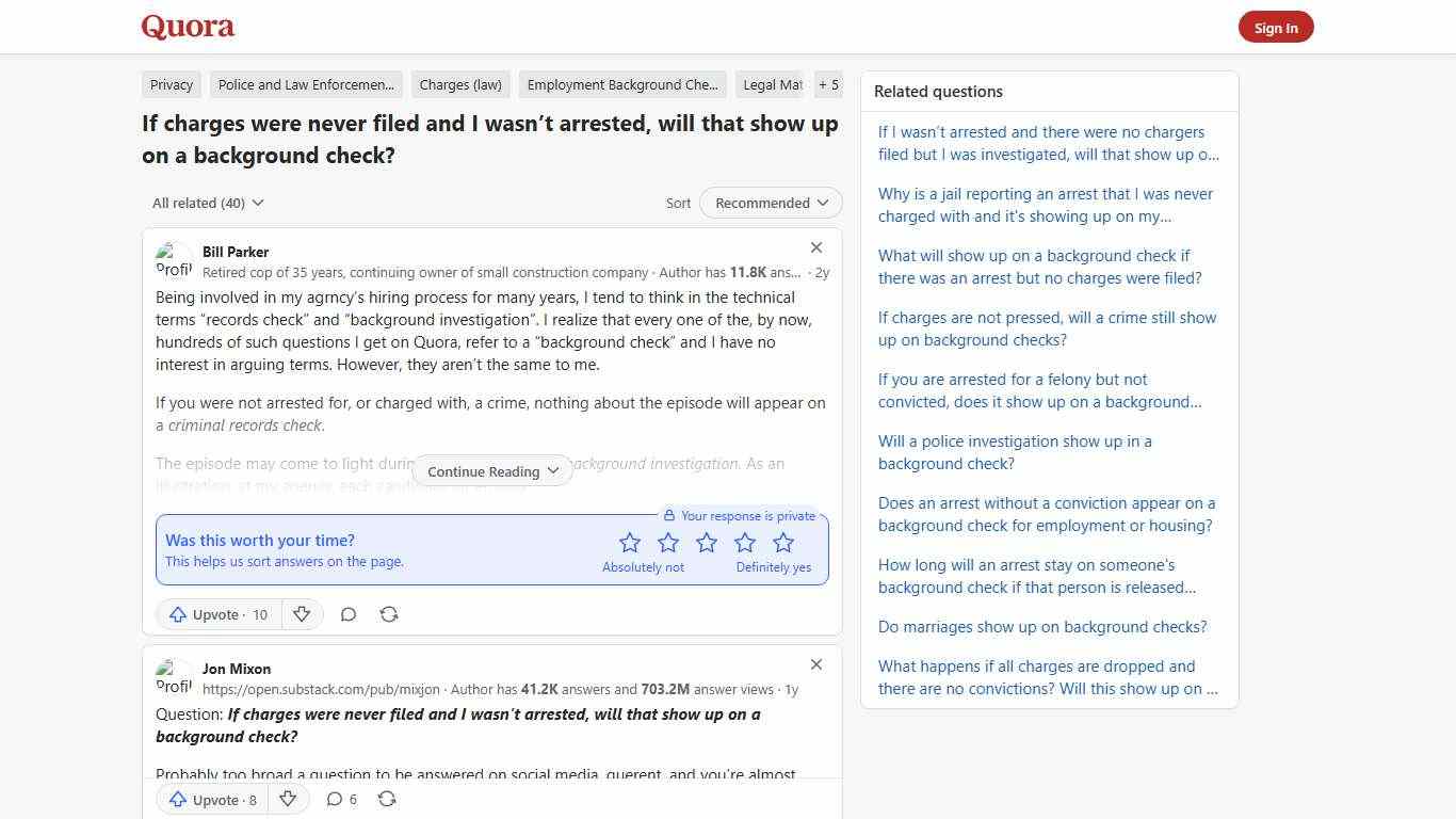If charges were never filed and I wasn’t arrested, will that show up on a background check? - Quora